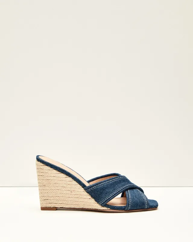 Veronica Beard - Edna Mountain Blue Denim Espadrille Wedge