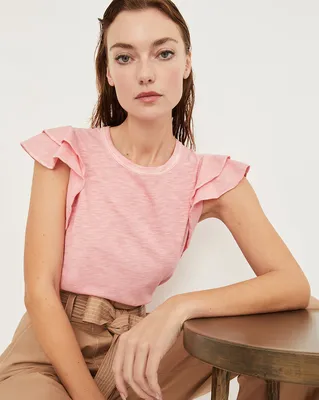 Akeela Ruffled-Shoulder Tee