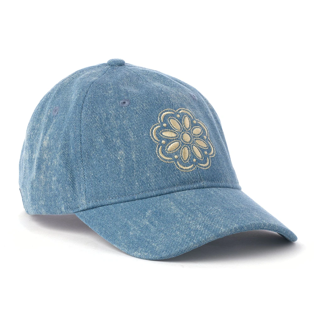 Blossom Stamp Denim Baseball Hat