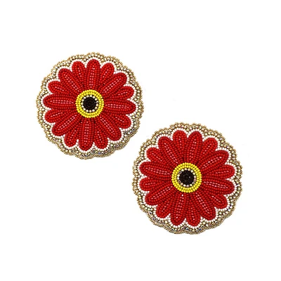 Boucles d'oreilles Ebony Chubb Red Daisy