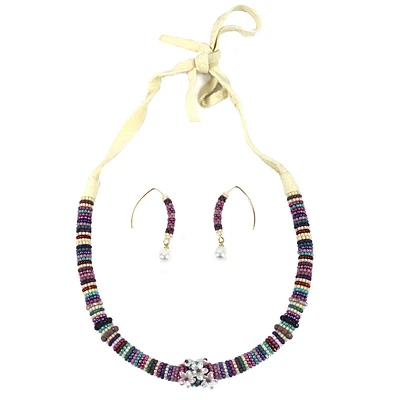 Elsie Canadien Beaded Necklace and Earrings Set