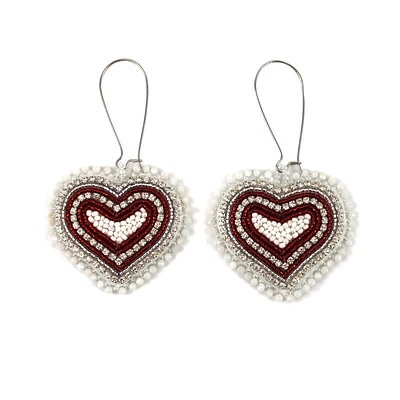 Linda McCullough Red Hearts Earrings