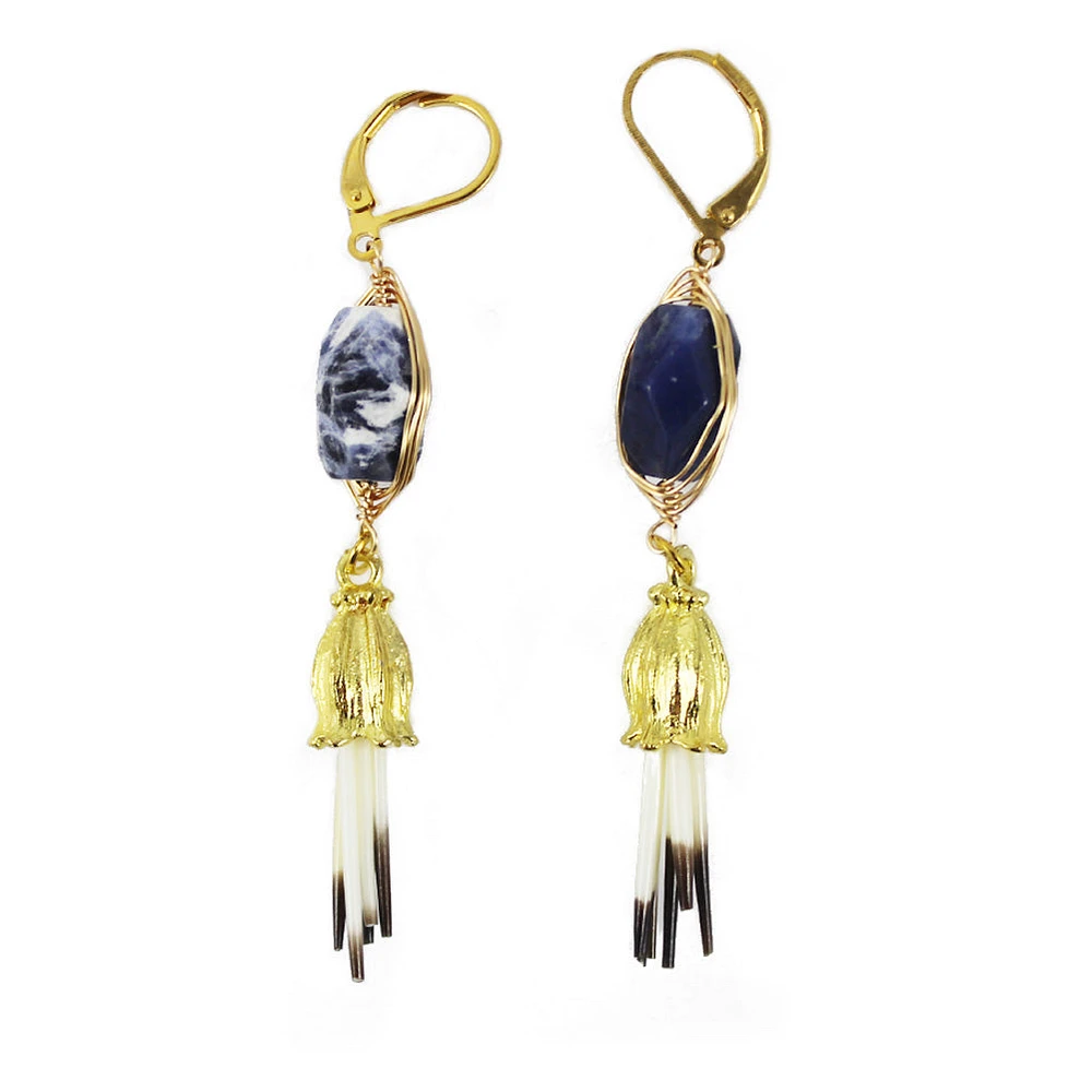 Leanne Niziol Sodalite Quill Earrings