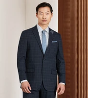 Modern Fit Navy Windowpane Suit Jacket
