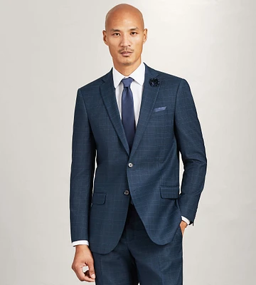 Modern Fit Navy Plaid Suit Jacket