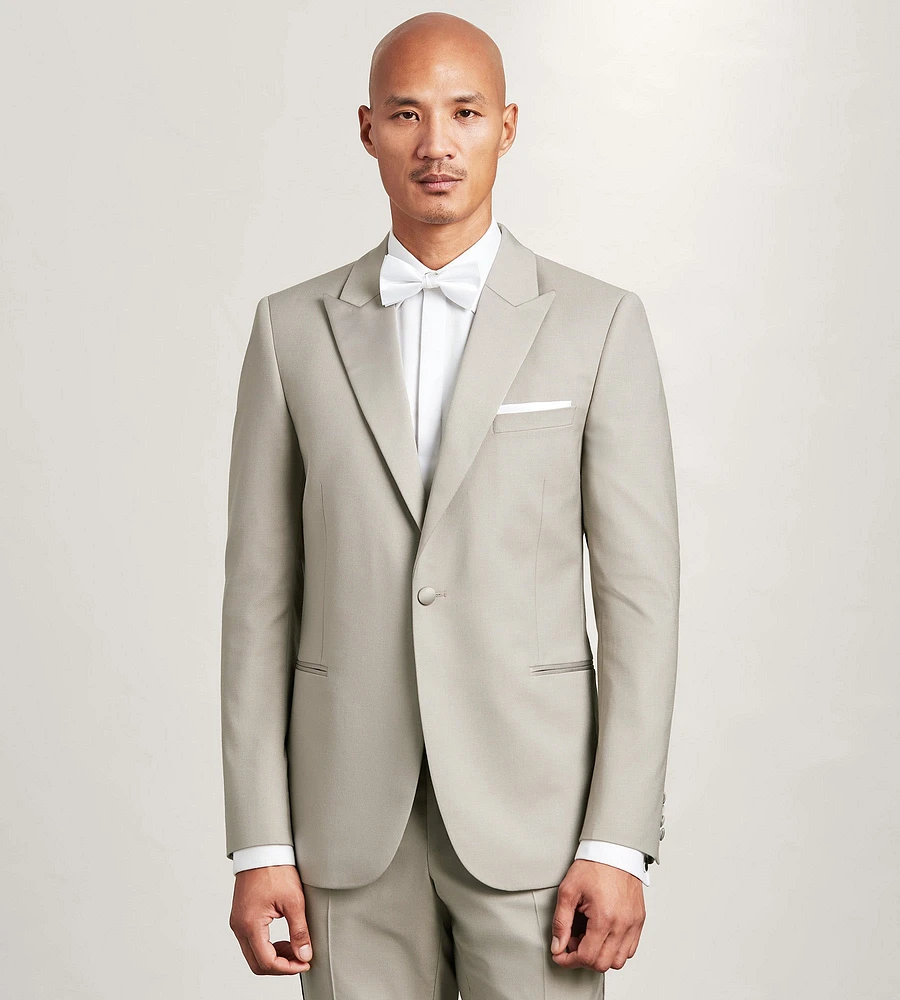 Slim Fit Tan Solid Tuxedo Jacket