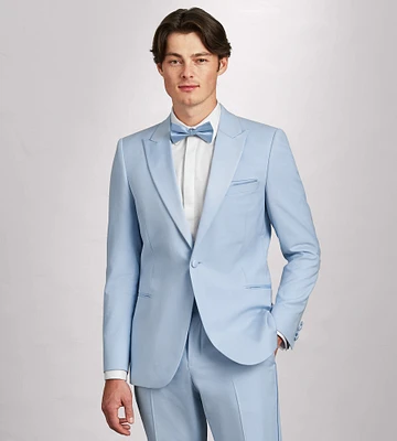Slim Fit Light Blue Solid Tuxedo Jacket