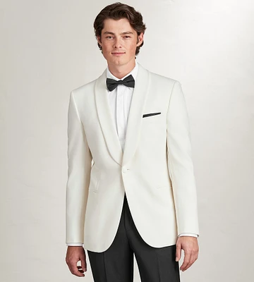 Modern Fit Ivory Solid Tuxedo Jacket