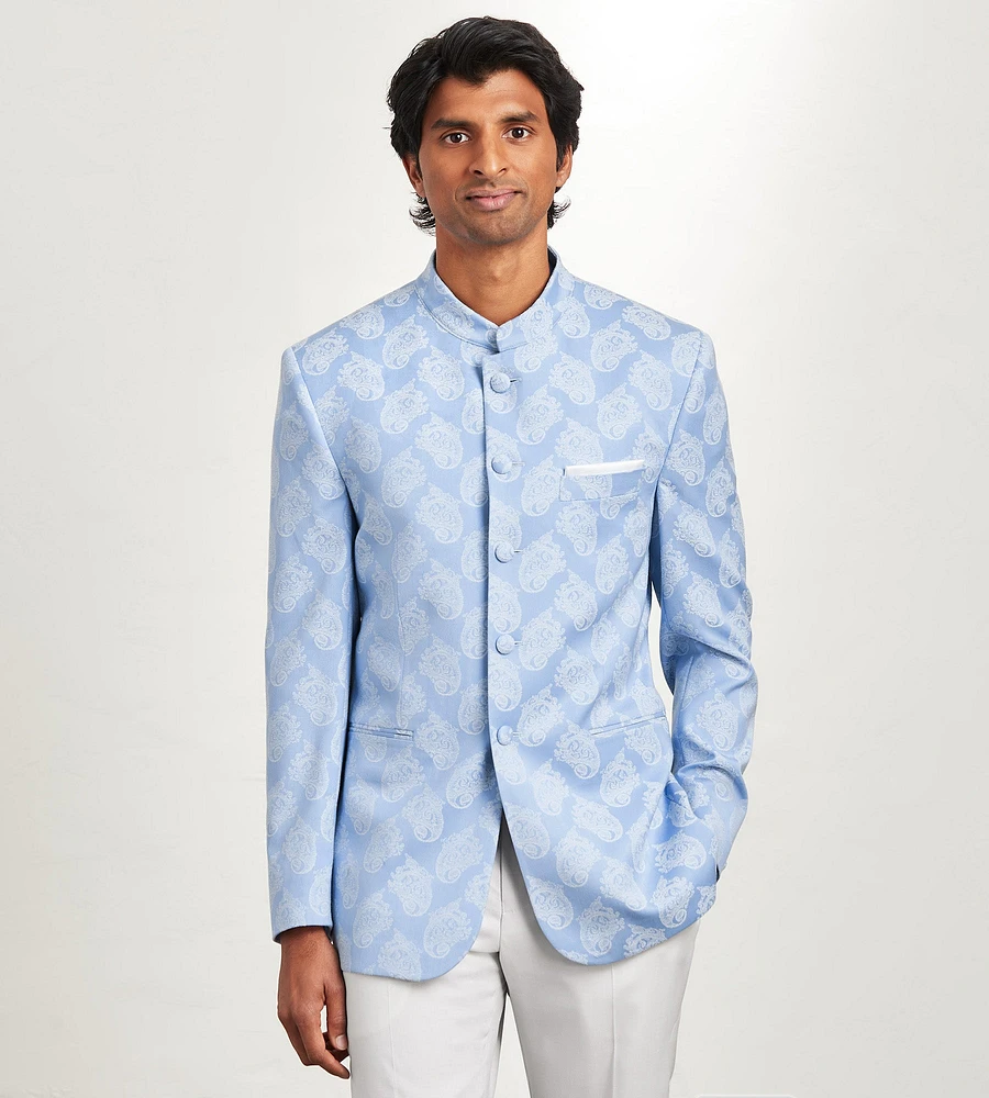 Modern Fit Jacquard Nehru Suit Jacket