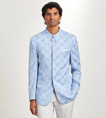 Modern Fit Jacquard Nehru Suit Jacket