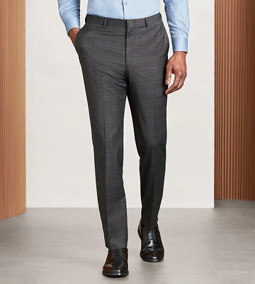 Modern Fit Brown Plaid Suit Pants
