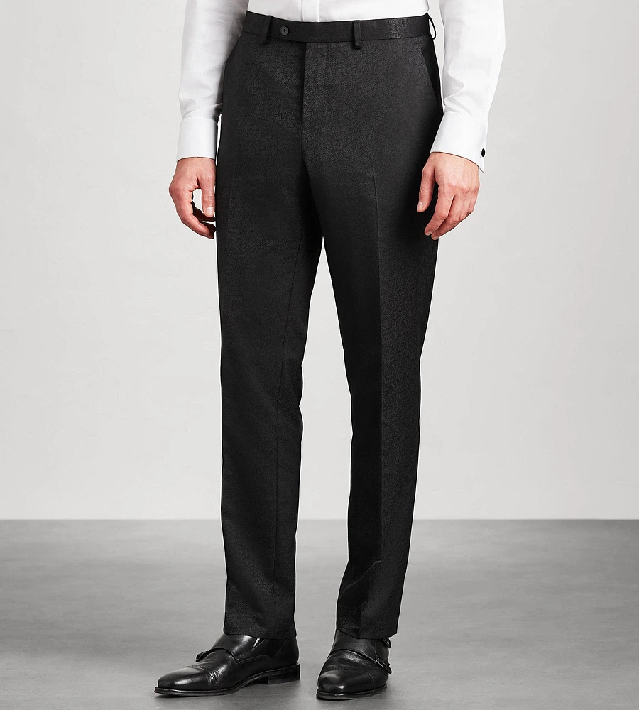 Slim Fit Black Jacquard Tuxedo Pants