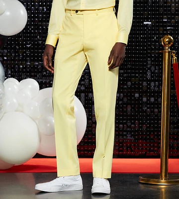 Slim Fit Bright Yellow Solid Suit Pants
