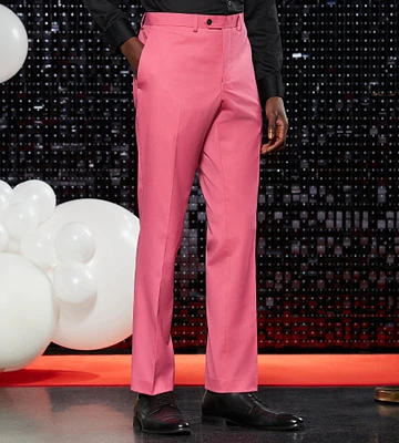 Slim Fit Bright Pink Solid Suit Pants