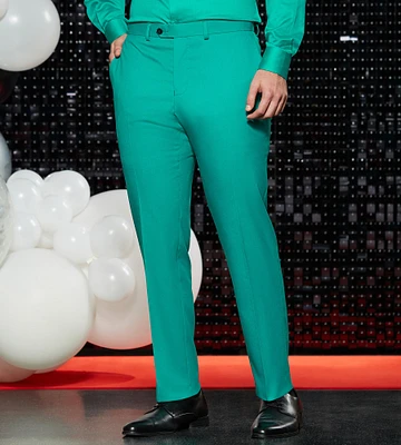 Slim Fit Bright Green Solid Suit Pants