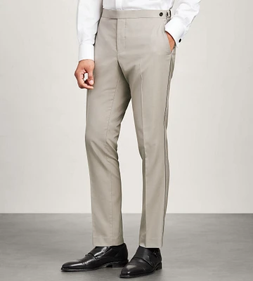 Slim Fit Tan Solid Tuxedo Pants