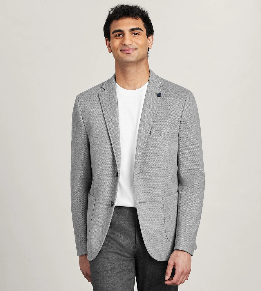Modern Fit Knit Herringbone Sport Jacket