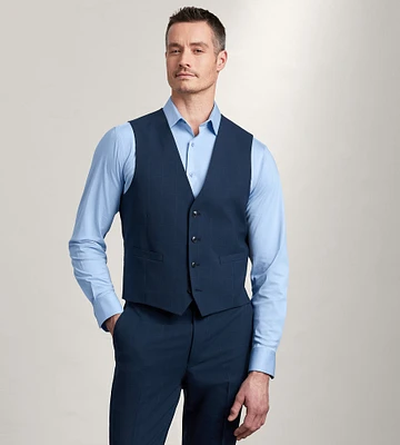 Blue Windowpane Suit Vest