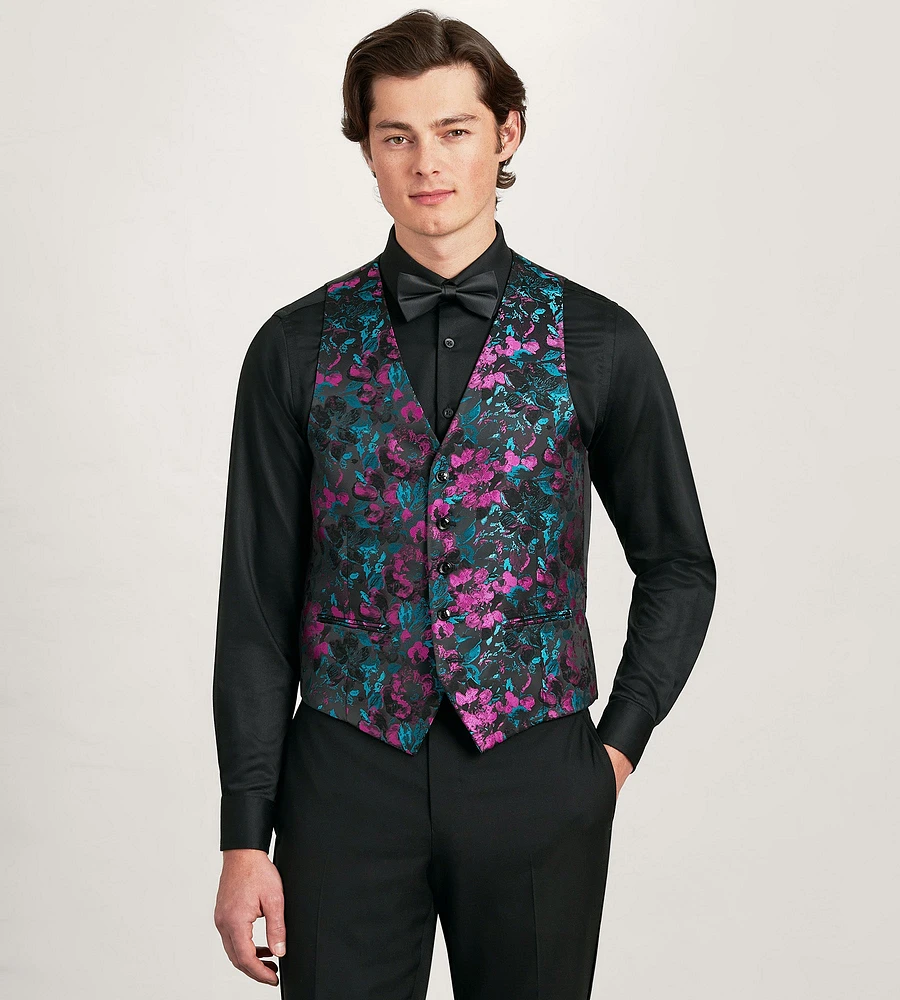 Purple Jacquard Tuxedo Vest