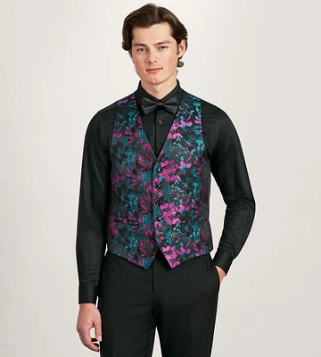 Purple Jacquard Tuxedo Vest