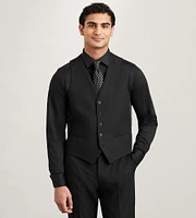 Modern Fit 360° Stretch Black Suit Separate Vest