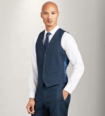 Navy Plaid Suit Vest