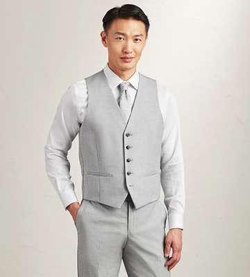 Light Grey Solid Suit Vest