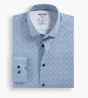 Slim Fit 360° Stretch Soft Touch Leaf Print Jersey Dress Shirt