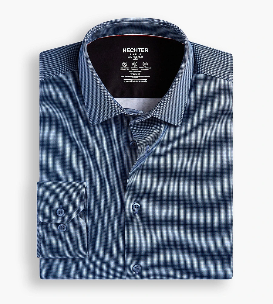 Slim Fit 360° Stretch Soft Touch Jacquard Print Jersey Dress Shirt
