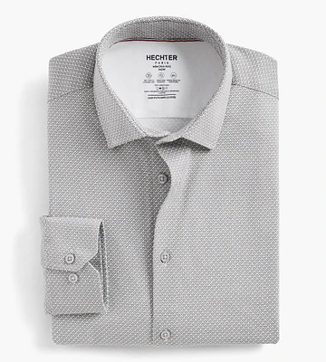 Slim Fit 360 Stretch Knit Non-Iron Soft Touch Geo Print Jersey Dress Shirt