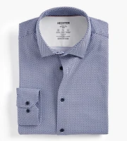Slim Fit 360 Stretch Knit Non-Iron Soft Touch Geo Print Jersey Dress Shirt