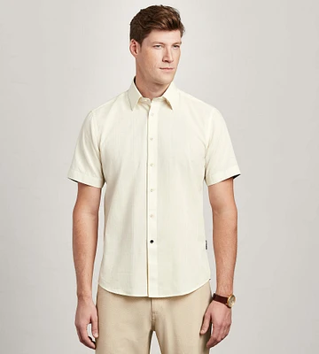 Modern Fit Short Sleeve Linen Like Solid Casual Shirt