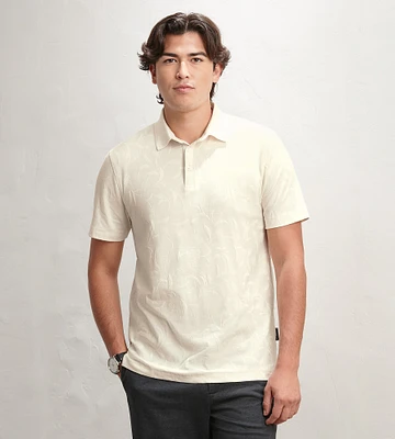 Modern Fit Short Sleeve Button Down Jacquard Polo