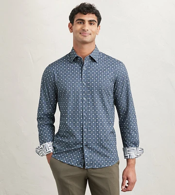 Modern Fit Long Sleeve Floral Pattern 360 Stretch Casual Shirt