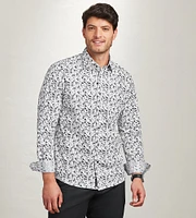 Modern Fit Long Sleeve Botanical Pattern 360 Stretch Casual Shirt