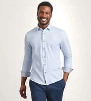 Modern Fit Long Sleeve Geo Pattern 360 Stretch Casual Shirt
