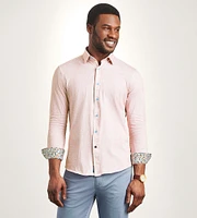 Modern Fit Long Sleeve Geo Pattern 360 Stretch Casual Shirt