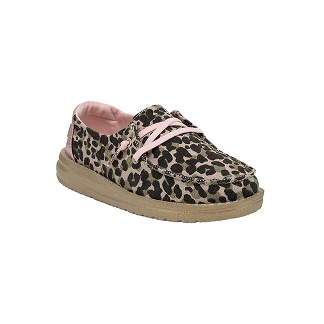 Hey Dude Girls Wendy Toddler Slip On Shoes- White Leopard