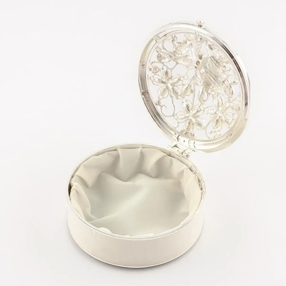 Crystal & Pearl Butterfly Round Box