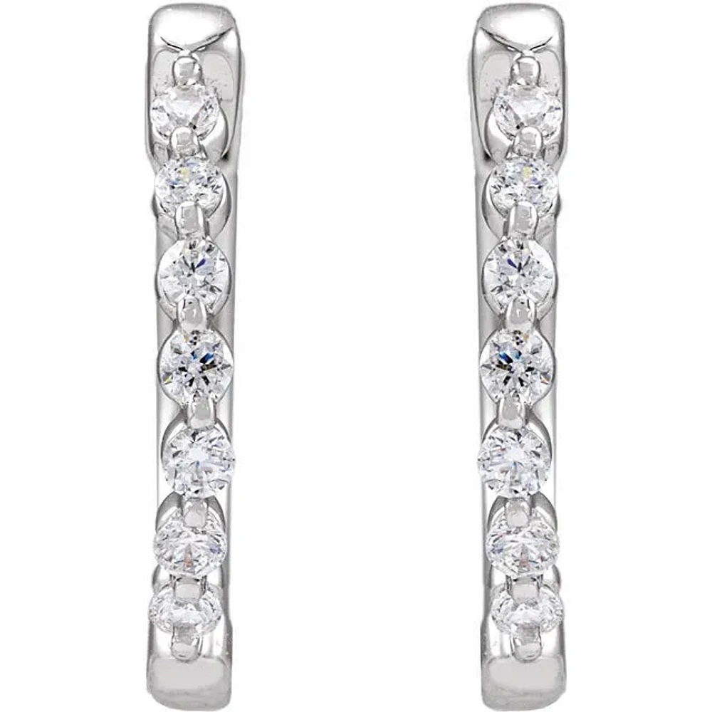 14K Lab-Grown Diamond Hoop Earrings - Gold / Diamonds =