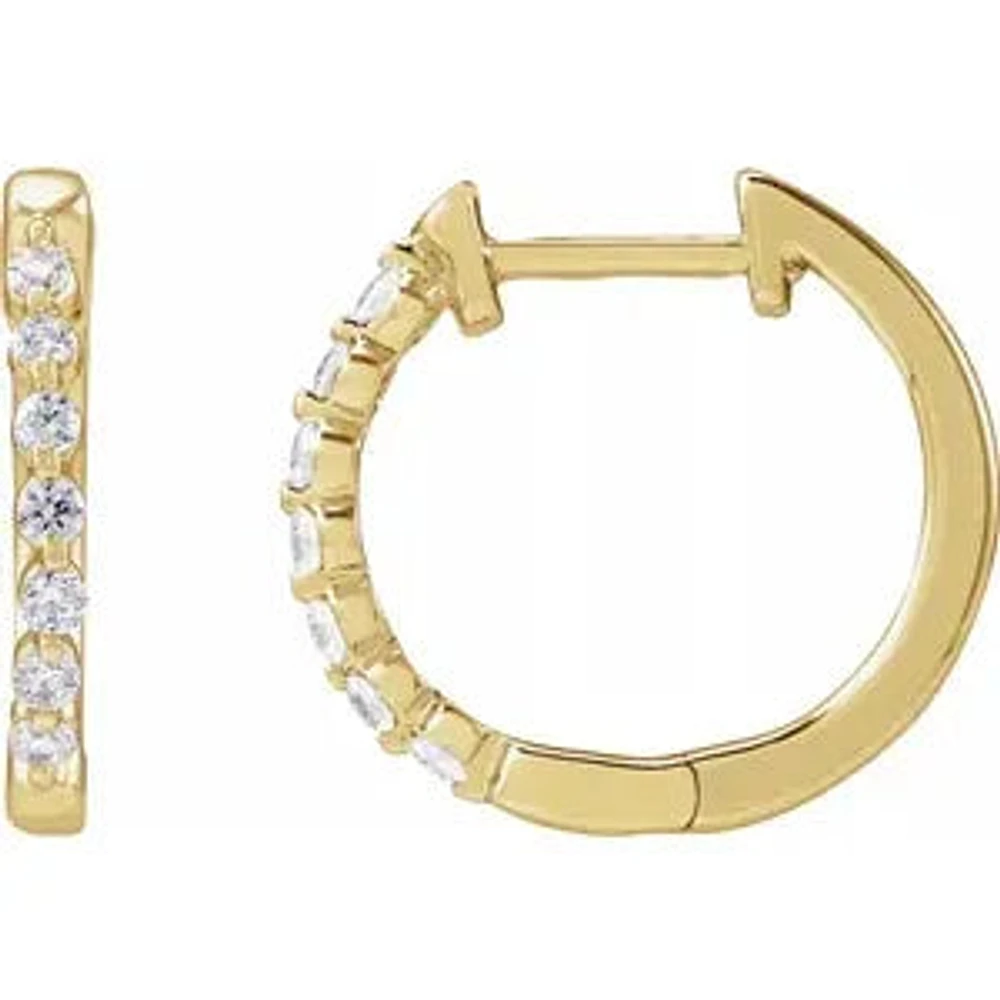 14K Lab-Grown Diamond Hoop Earrings - Gold / Diamonds =