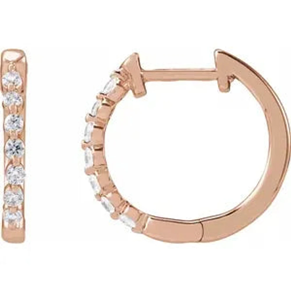 14K Lab-Grown Diamond Hoop Earrings - Gold / Diamonds =