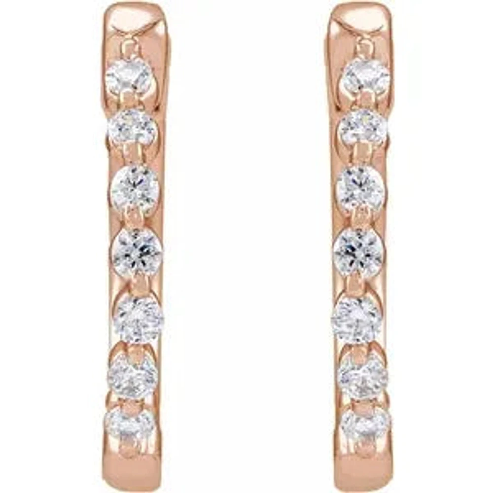 14K Lab-Grown Diamond Hoop Earrings - Gold / Diamonds =