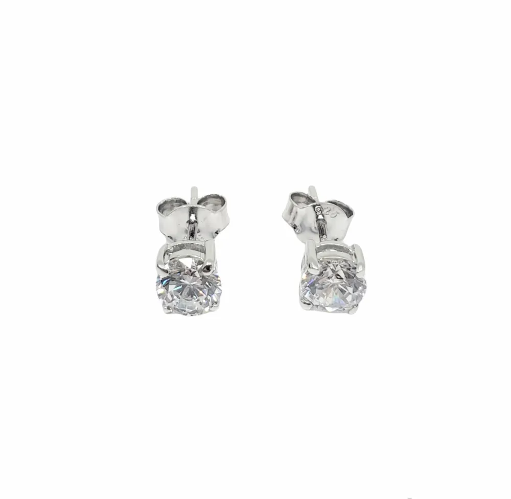 925 Sterling Silver 5mm Cubic Zirconia with 4 Claw Setting Stud Earrings