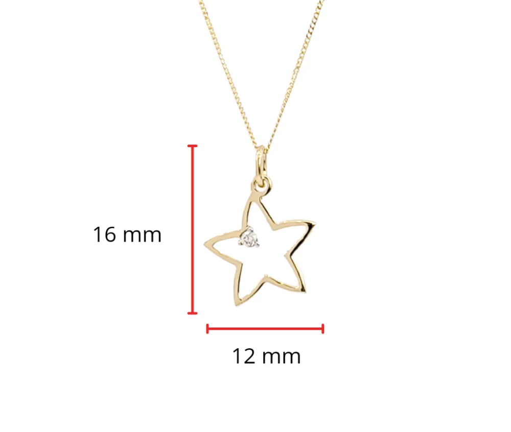 14K Gold Diamond Star Charm Necklace