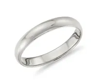 10K White Gold 3mm Comfort Fit Wedding Band - Size 6