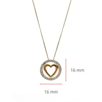 10K White and Yellow Gold 0.20cttw Diamond Heart Pendant, 18"