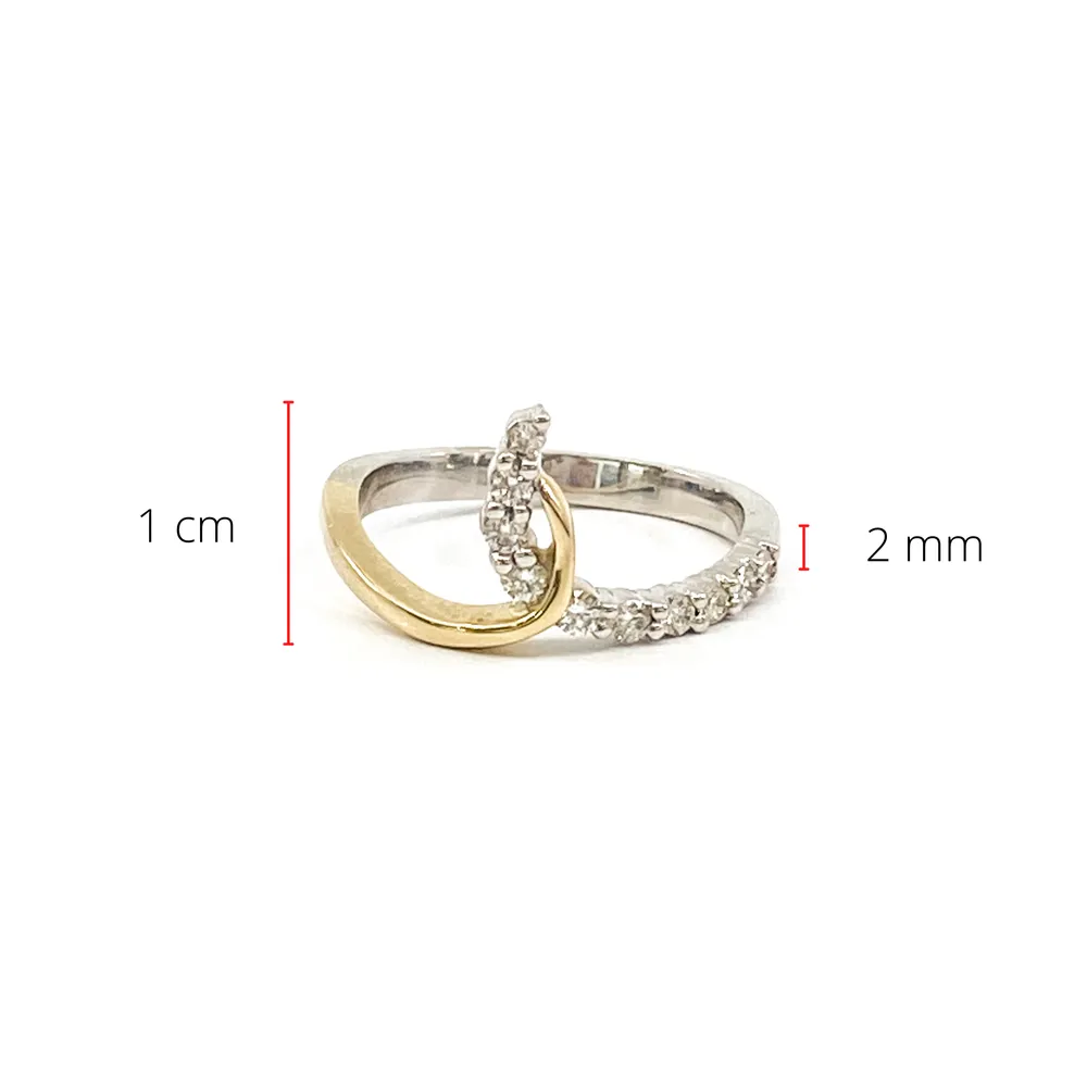10K White & Yellow Gold 0.25cttw Diamond Ring, size 6.5