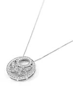 10K White Gold 0.50cttw Diamond Pendant with Box Chain - 18 Inches