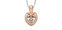10K Rose Gold & White Gold 0.017cttw Diamond Heart Pendant, 18"
